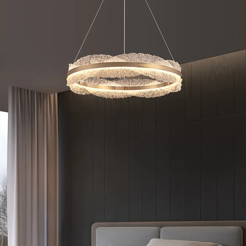 Modern Light Luxury Living Room Chandelier Round Led Hall Light Designer Creative Model Room Bedroom Dining Room Lighting