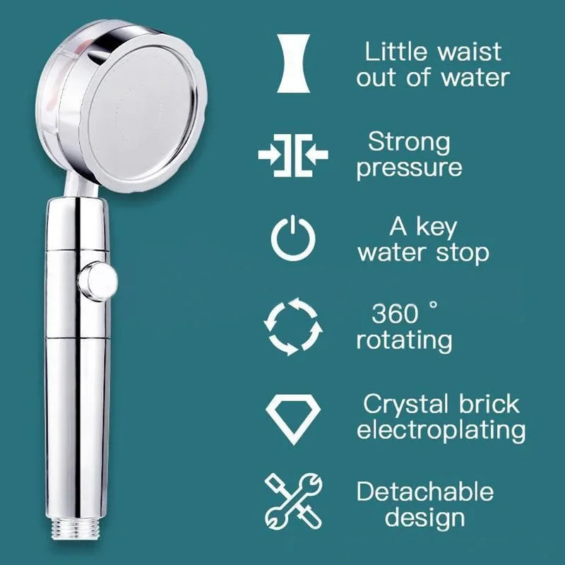New Propeller Driven Shower Head Cotton Filter Turbocharged High Pressure Handheld Shower Nozzle