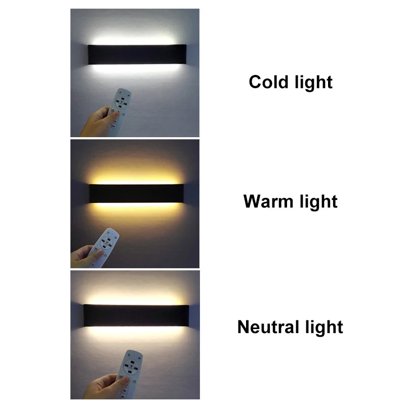 16W Remote Control Dimming Wall Lamp Aluminum Living Room Bedroom Bedside Indoor Decoration Light Home Modern LED Wall Lights