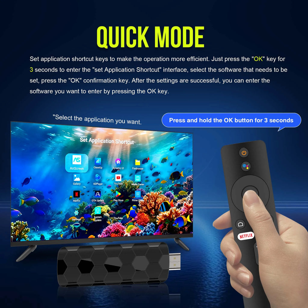 Mortal Q8 Android14 TV stick WIFI6 Voice Control TV stick  8K video RK3518 Netflix YouTube Tv box Free Live TV Streaming