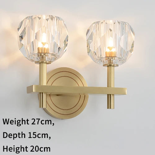 Modern Crystal wall lamp Luxury Living room bedroom lounge interior stairs wall lamp side lights Rose gold Copper wall light