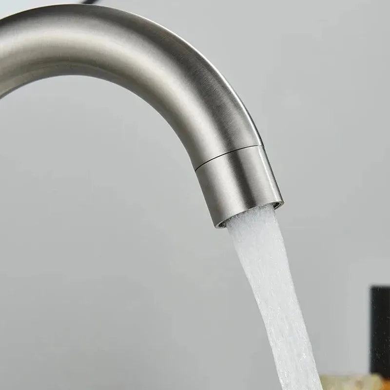 304 Stainless Bathroom Basin Faucet Steel Hot Cold Wash Mixer Crane Tap 360 Rotation Sink Faucets Single Lever Tap For Bathroom