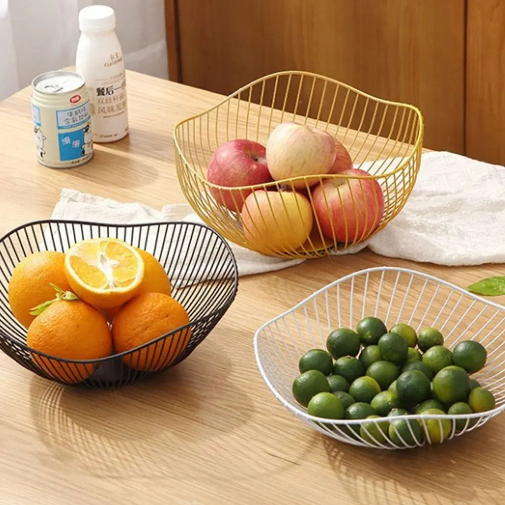 Metal Fruit Baskets Exquisite Appearance Sturdy And Durable Multifunctional Large Capacity Open Wire gold Straight large