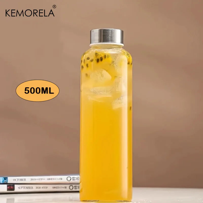 Glass Sports Water Bottle with Lid Leak-Proof And Heat-Resistant 500/750/1000ML for Travel And Storing Such As Juices, Smoothies