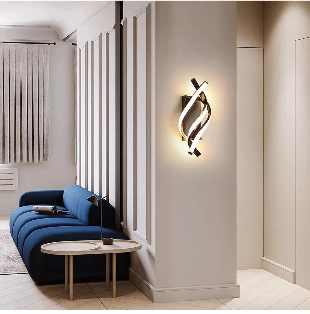 Modern LED Wall Lamp Home Line Decoration Wall Lamp Living Room Background Wall Bedroom Headboard Black White Lighting Lustre