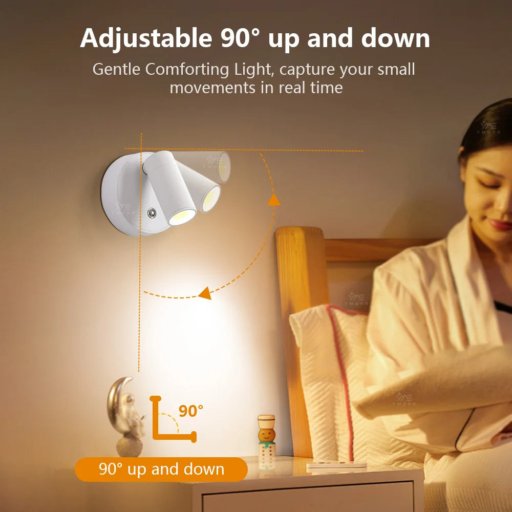 Dual Intelligent Control LED Light Magnetic USB Rechargeable Wall Lights Spotlight Stepless Dimmable Corridor Lamp Bedside Lamp