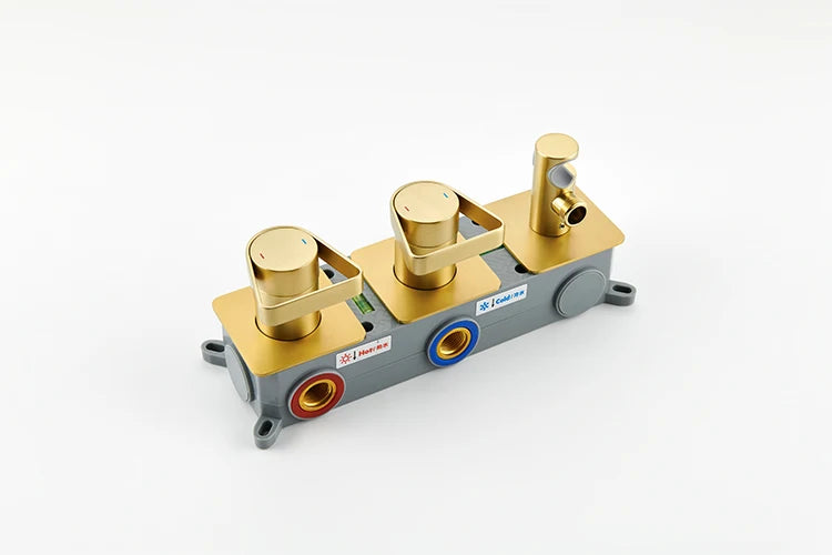 Brushed Gold Bathroom Shower Faucet Set 2 Way Rainfall Bathtub Mixer Hot Cold Water Mixed Tap ceiling arm Embedded Box