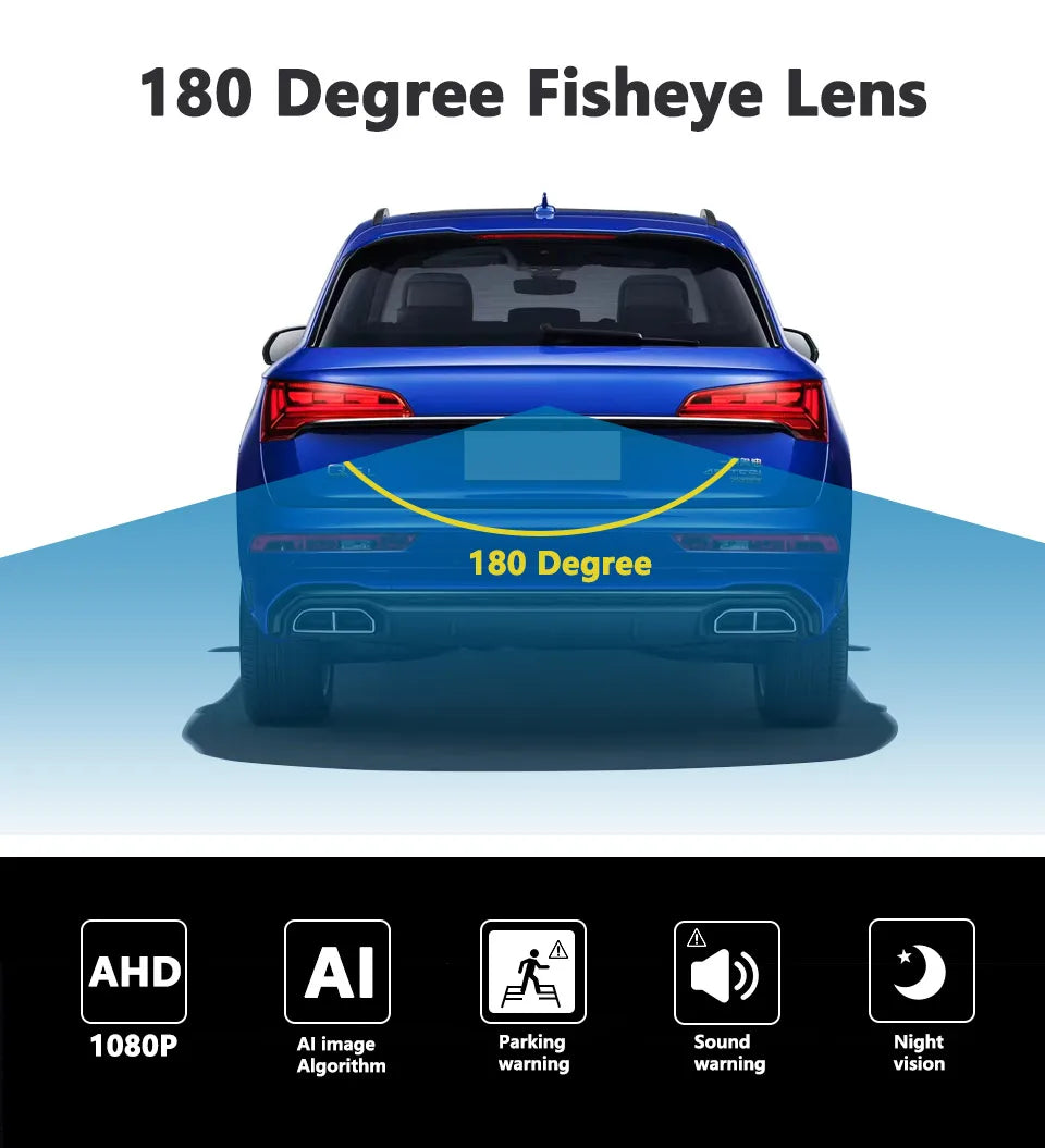 SMARTOUR ADAS AI Recognition AHD 1080P 180 Degree Fisheye Lens Intelligent Car Reversing Camera Sound Reminder Radar Monitoring