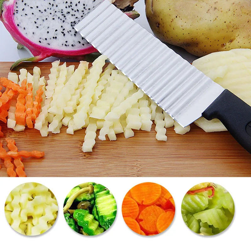 Stainless Steel Wavy French Fries Cutter Potato Slicer Vegetable Chopper Durable Kitchen Gadgets