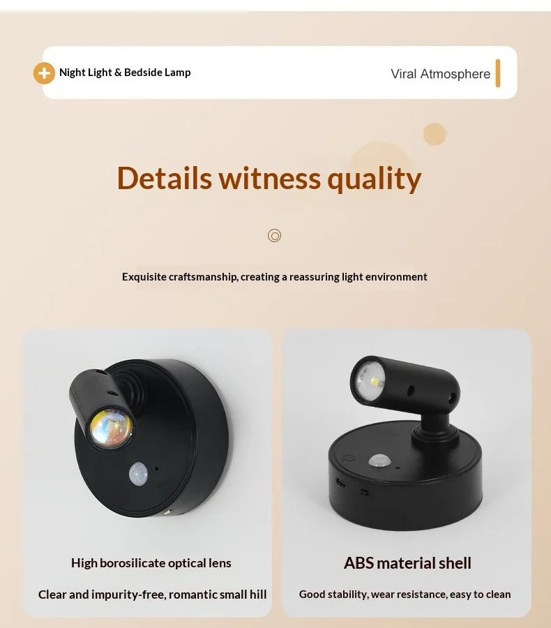 LED Light Magnetic Rechargeable Wall light Spotlight Wireless No Punch Reading Light With Touch Switch Dimmable Bedside Lamp
