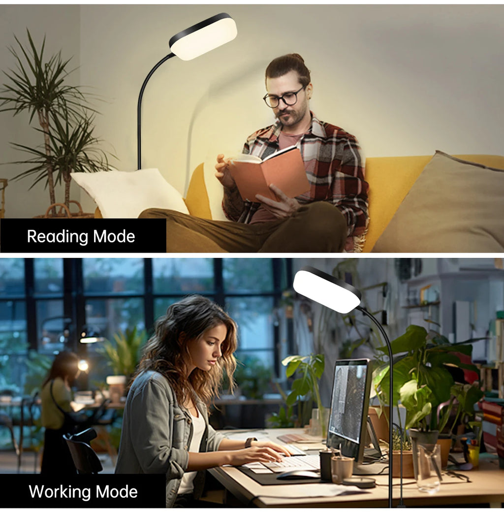Modern LED Floor Lamp Bright 18W Sofa Reading Lamps for Lash Extensions Dimmable Modern Standing Light Adjustable Gooseneck