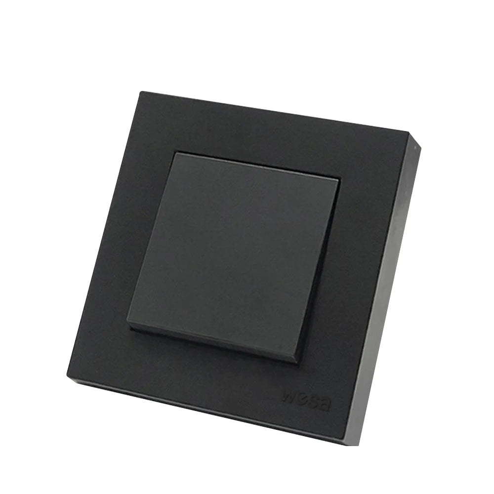 WESA Black Frosted Wall Light Switch Flame Retardant Plastic 1 Gang 1 Way Europe Standards Wall Rocker Button Switch On And Off