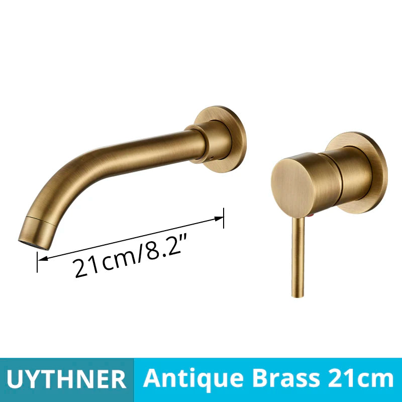 Brushed Gold/Black Basin Faucet Concealed Wall Mounted For Bathroom Faucets Bath Basin Sink Tap Bathtub Hot And Cold Water Mixer