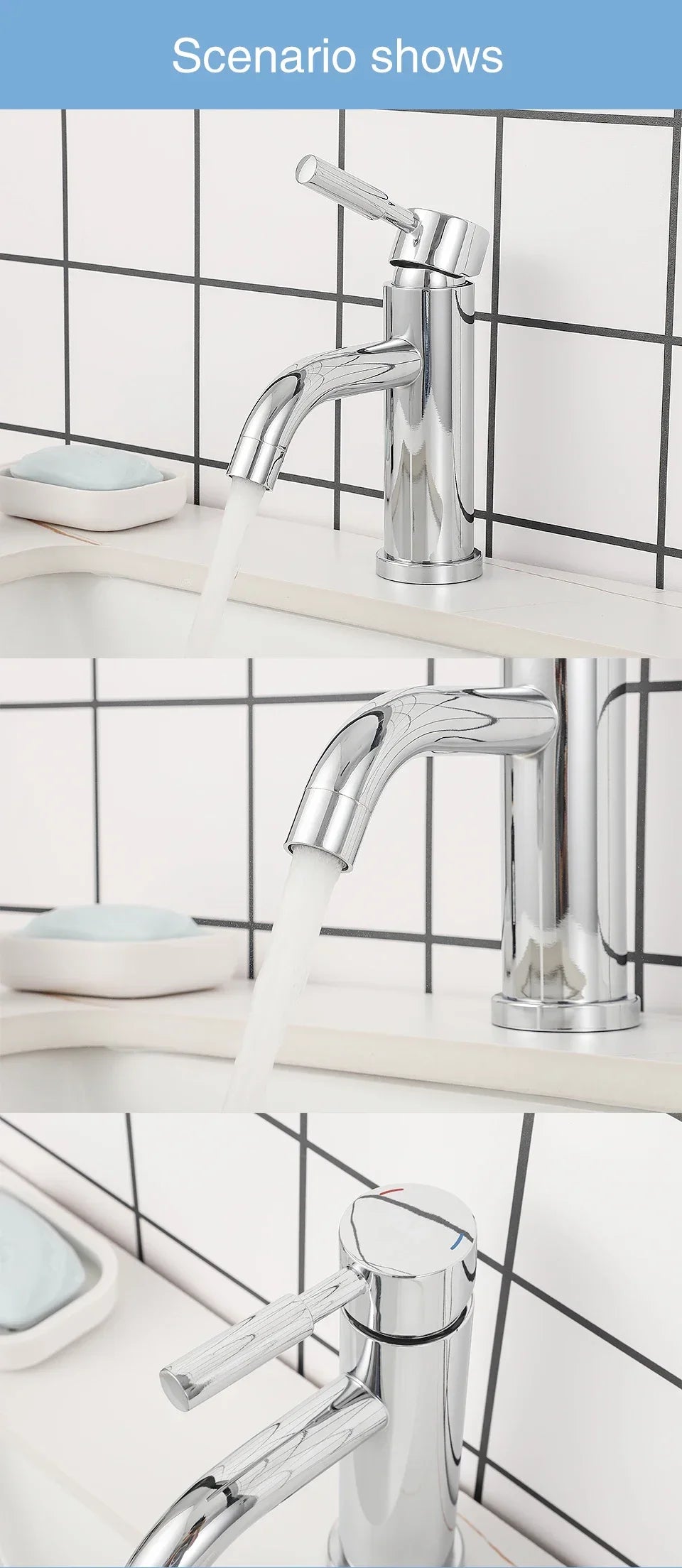 Black Basin Faucet Stainless Steel Bathroom Sink Faucet Washbasin Tap Hot Cold Water Sink Mixer Bathroom Crane Tap