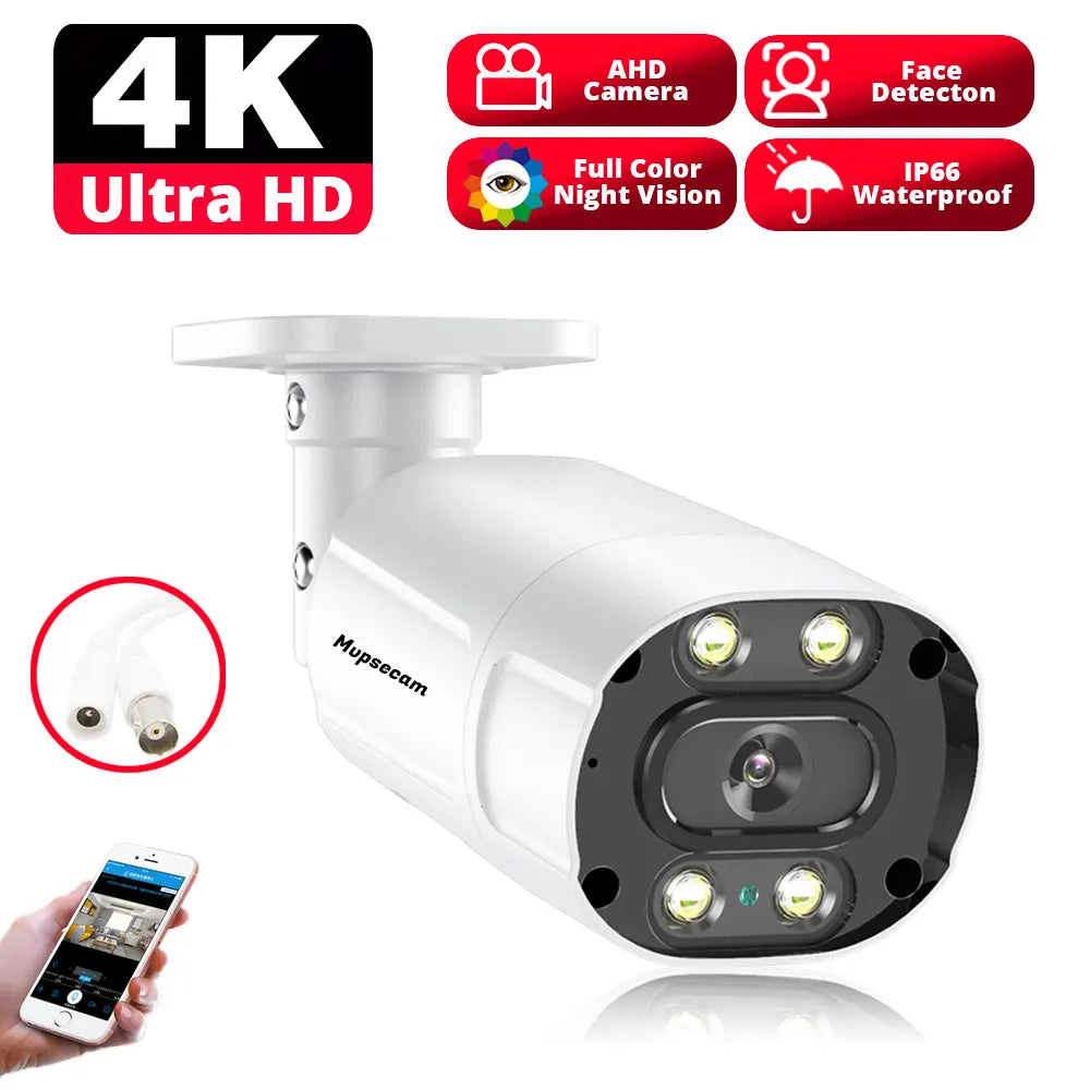AHD Camera HD 4K 8MP Surveillance Camera CCTV Bullet Outdoor Home Video Surveillance Camera Face Detection Color Night Vision