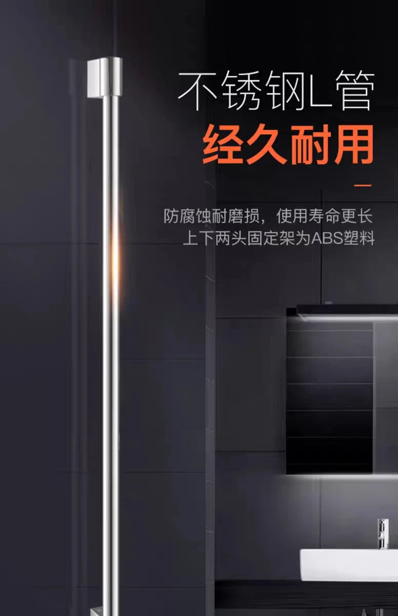 Adjustable Shower Bar Lifting Rod Extendable Wall Mount Shower Horizontal Bar Column Black White Chrome Bathroom Riser Slide