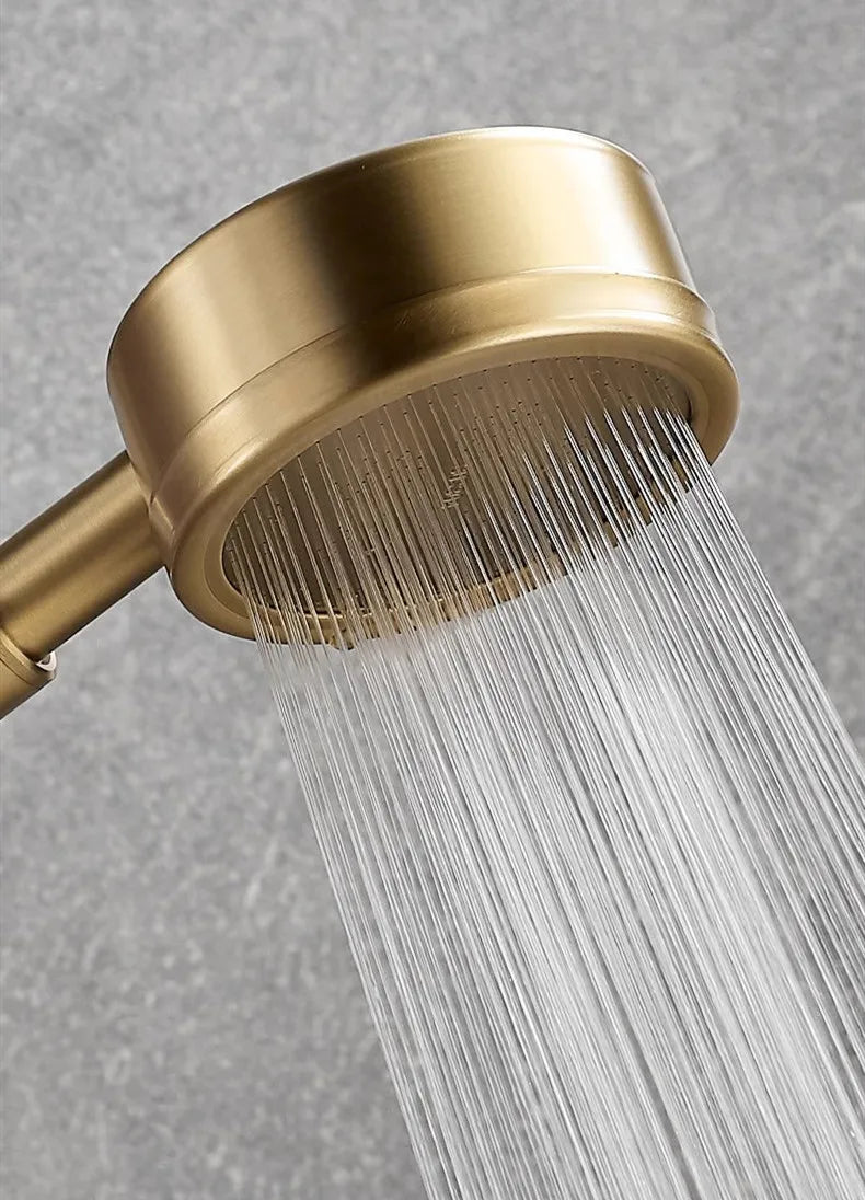 Tuqiu Brushed Gold Bathroom Shower Faucet Set Wall Mounted Shower Faucet, Bathroom Cold and Hot Bath and Shower Mixer Taps Brass