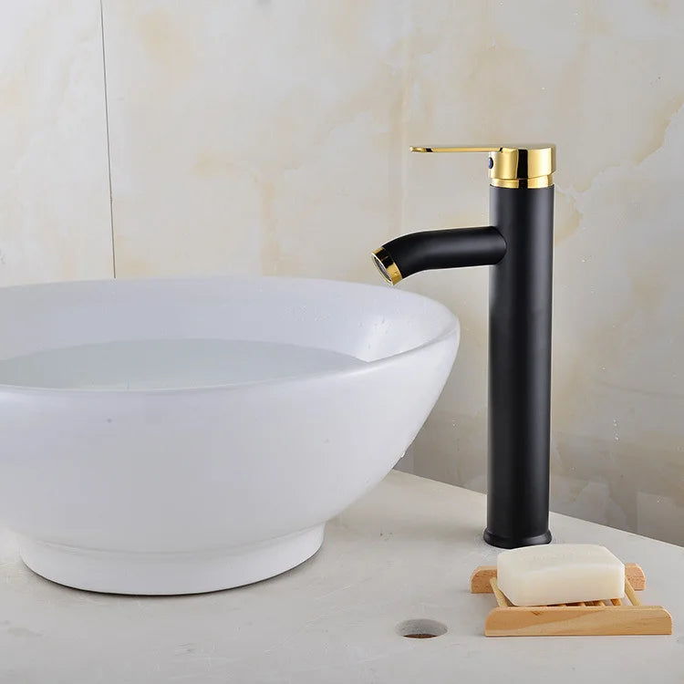 Black Basin Faucet Stainless Steel Paint Faucet Bathroom Single Handle Basin Faucets Blacked Single Hole Hot Cold Mixer Tap