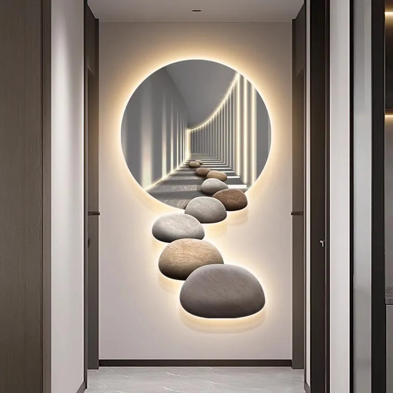 Decoration Painting Of The Entrance Hall Modern Light Luxury Hanging Painting Wall Lamps Extending Mural LED Lights Painting