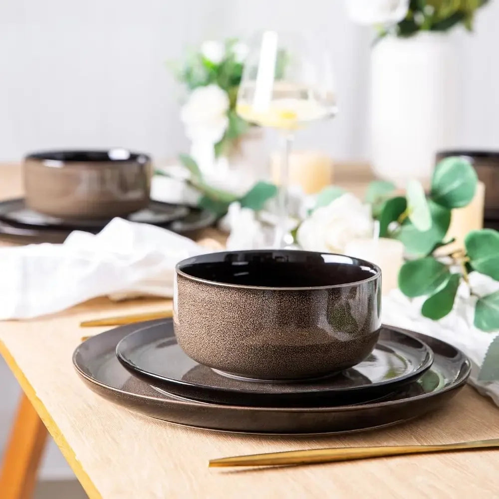 Ceic Dinnerware Sets or 8,Plates and Bowls Sets,Reactive Glaze Dishes Set,Highly Chip and Crack Resistant | Dishwasher & Microwa