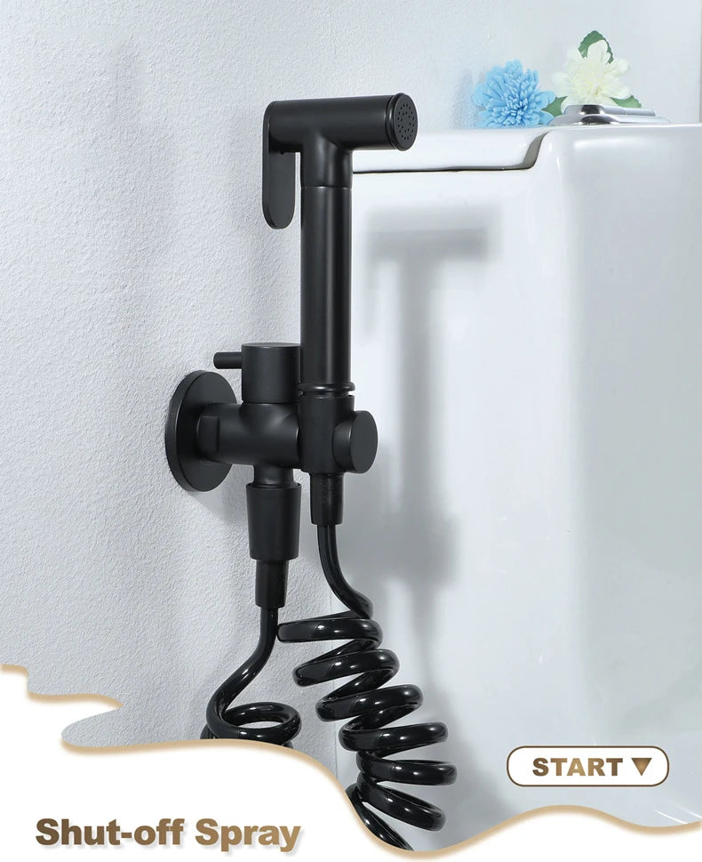 Brass Handheld Toilet Bidet Sprayer Set Accessories Black Bidet Faucet for Bathroom Sprayer Shower Head Self Cleaning White