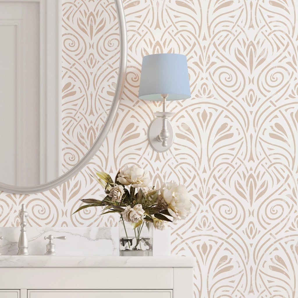 Geometric Peel and Stick Wallpaper Boho Modern Light Brown Self Adhesive Wallpaper Removable Contact Paper for Bedroom Bathroom