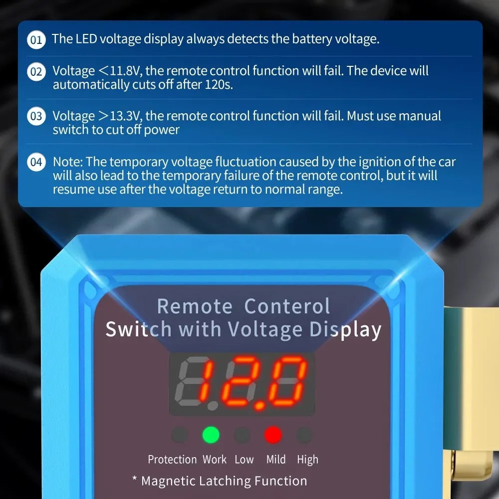 Auto Battery Master Switch with Remote, 240A Kill Switch 12V Remote Battery Disconnect Switch with Led Voltage Display Automatic