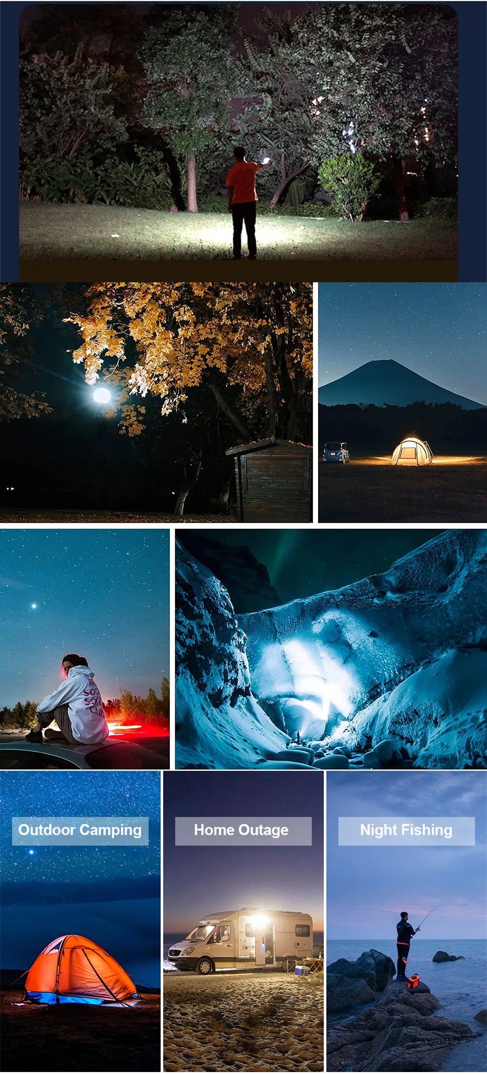 13500mAh Camping Lantern Portable Lantern Rechargeable Magnet Powerful Fashlight Fishing Tent Lamp Outdoor Work Repair Light
