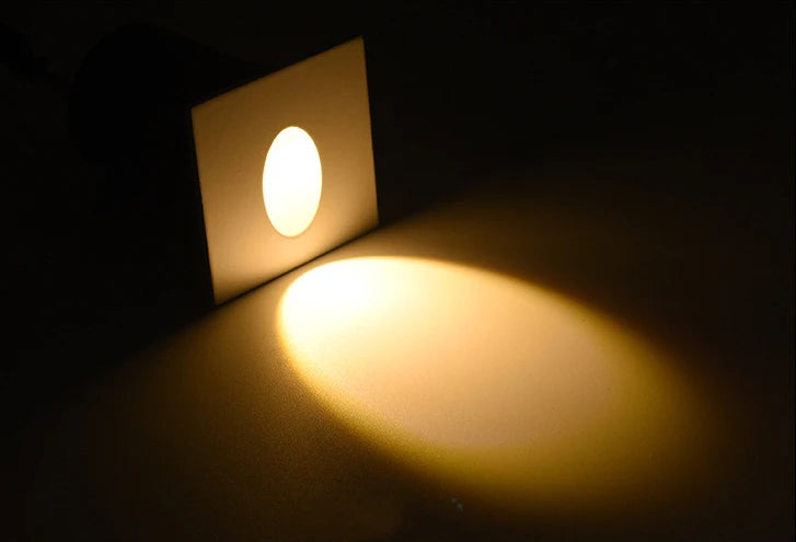 Led Stair Light Aluminum Recessed Square Round Wall Lamp 1W 3W  Step Pathway Corner Sconce Staircase AC85-265V Night Lighting