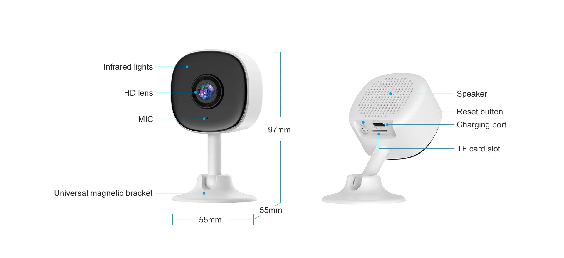 Smart Home Security Camera - 1080P WiFi Indoor Cam with Human Motion Detection, Auto Tracking, Night Vision & Audio Recording