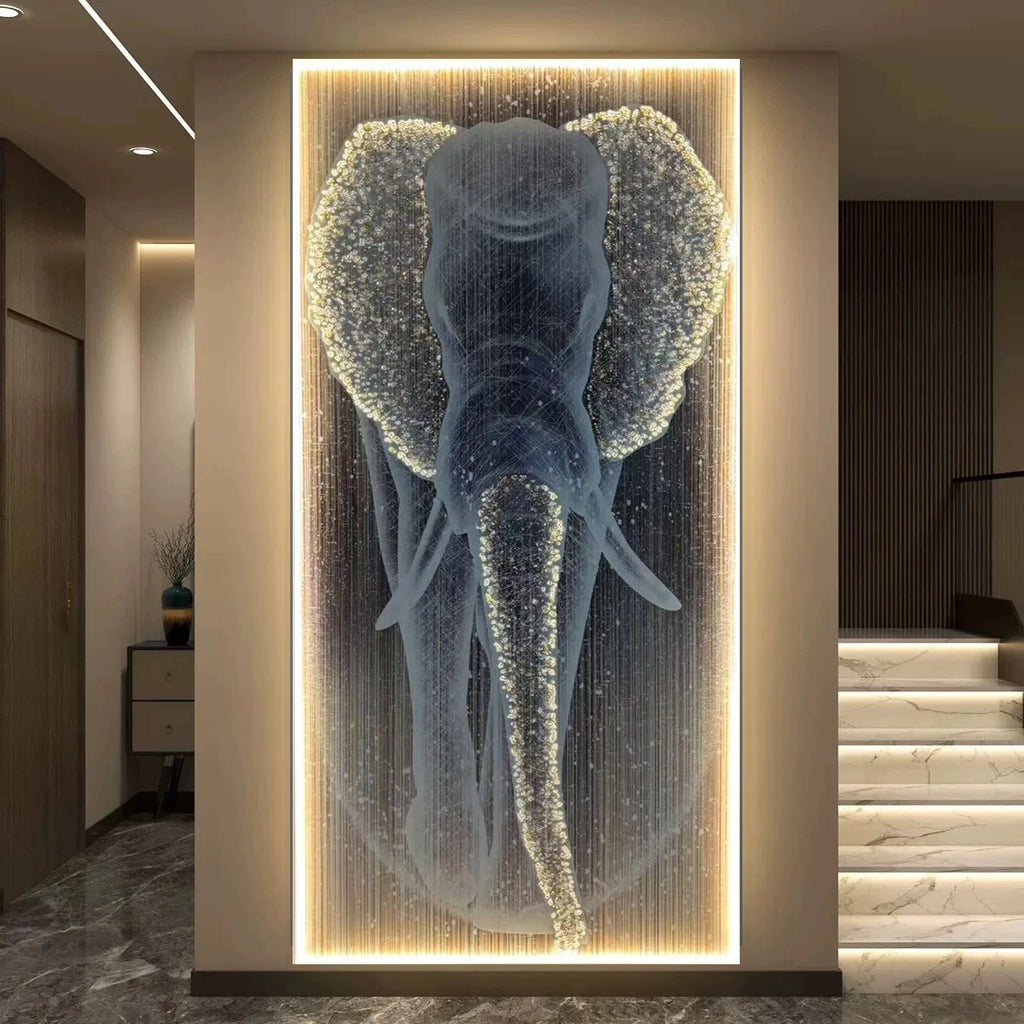 New  Modern High-end Wall Lamp Remote Control Light Luxury Living Room Decoration Painting Lamp Elephant Hanging Painting LED
