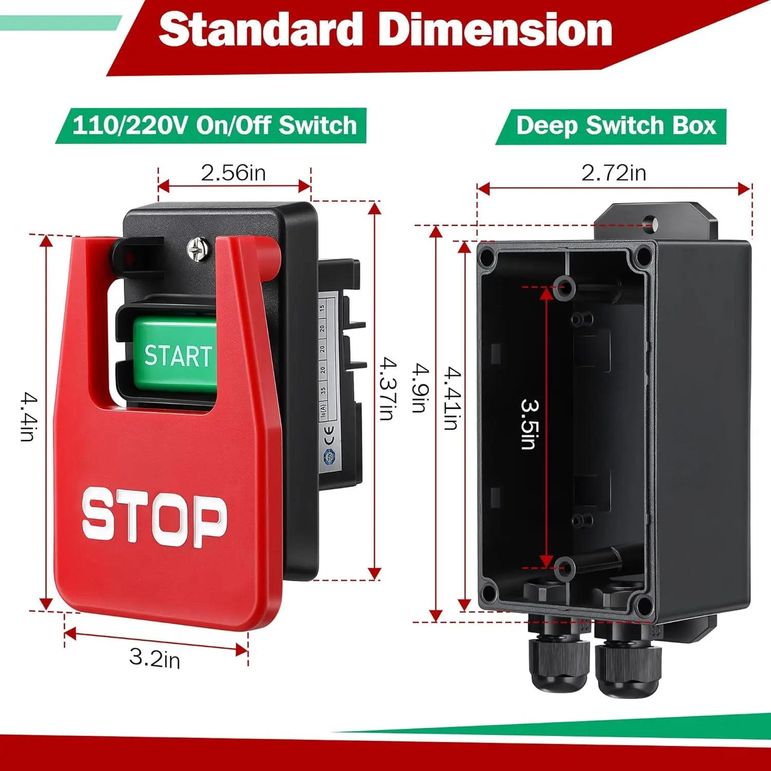 120/230V Single-Phase Switch, Mechanical Switch, Single-Phase/Three-Phase Switch 120V 2HP Safety Power Switch For Table Saw Tool