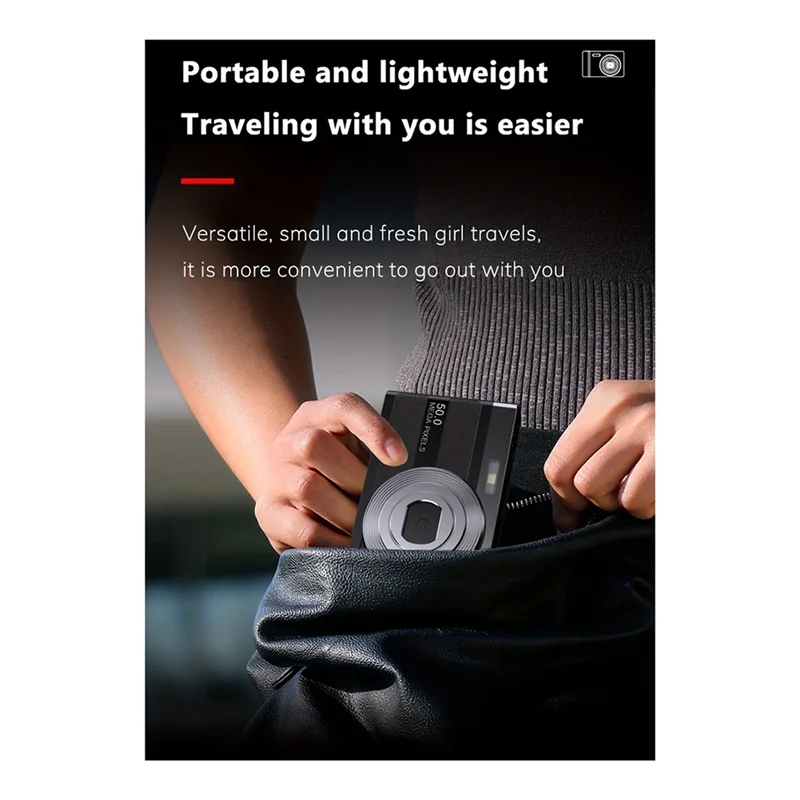 -ABDH HD Digital Camera Mini Student Activity CCD Selfie Card Camera 50 Million Pixels 2.2 Inch Display For Travel