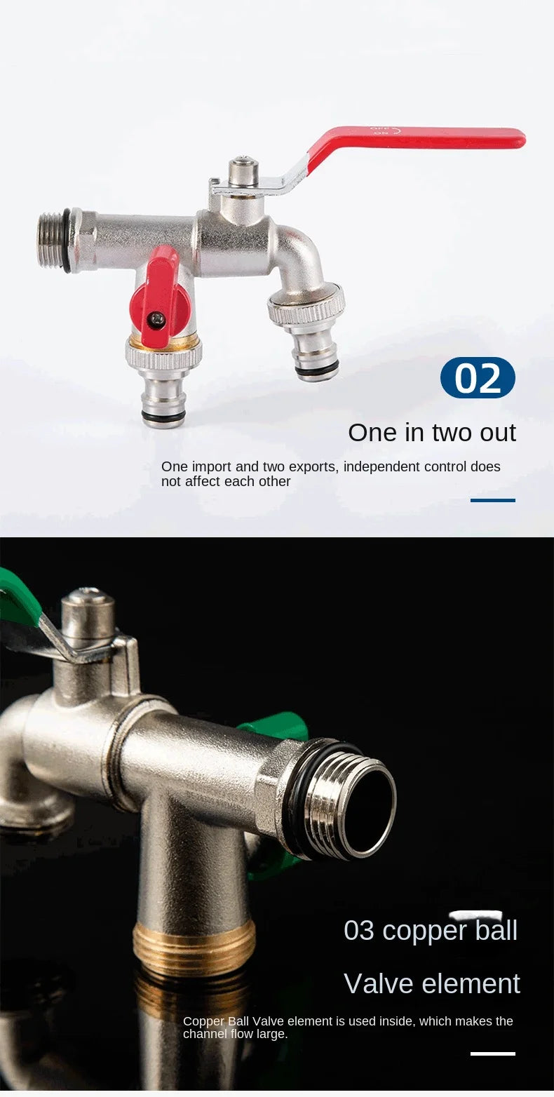 Garden Outdoor Bibcock Faucet DN15 DN20, Anti-freeze, Dual Control Copper for Washing Machine and Kitchen Garden Sink    1/2