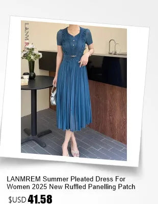 LANMREM High End Purple Pleated Women's Dress 2025 New Round Neck Short Sleeved Spliced Design Ball Gown Summer Dresses 2DB3489