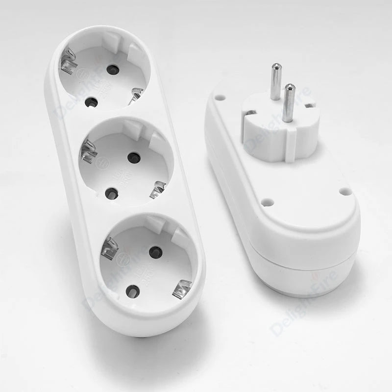 EU Electrical Socket 1 To 2/3 Way Outlet European Standard Expansion Socket Power Extension Plug Converter Travel Power Adapter