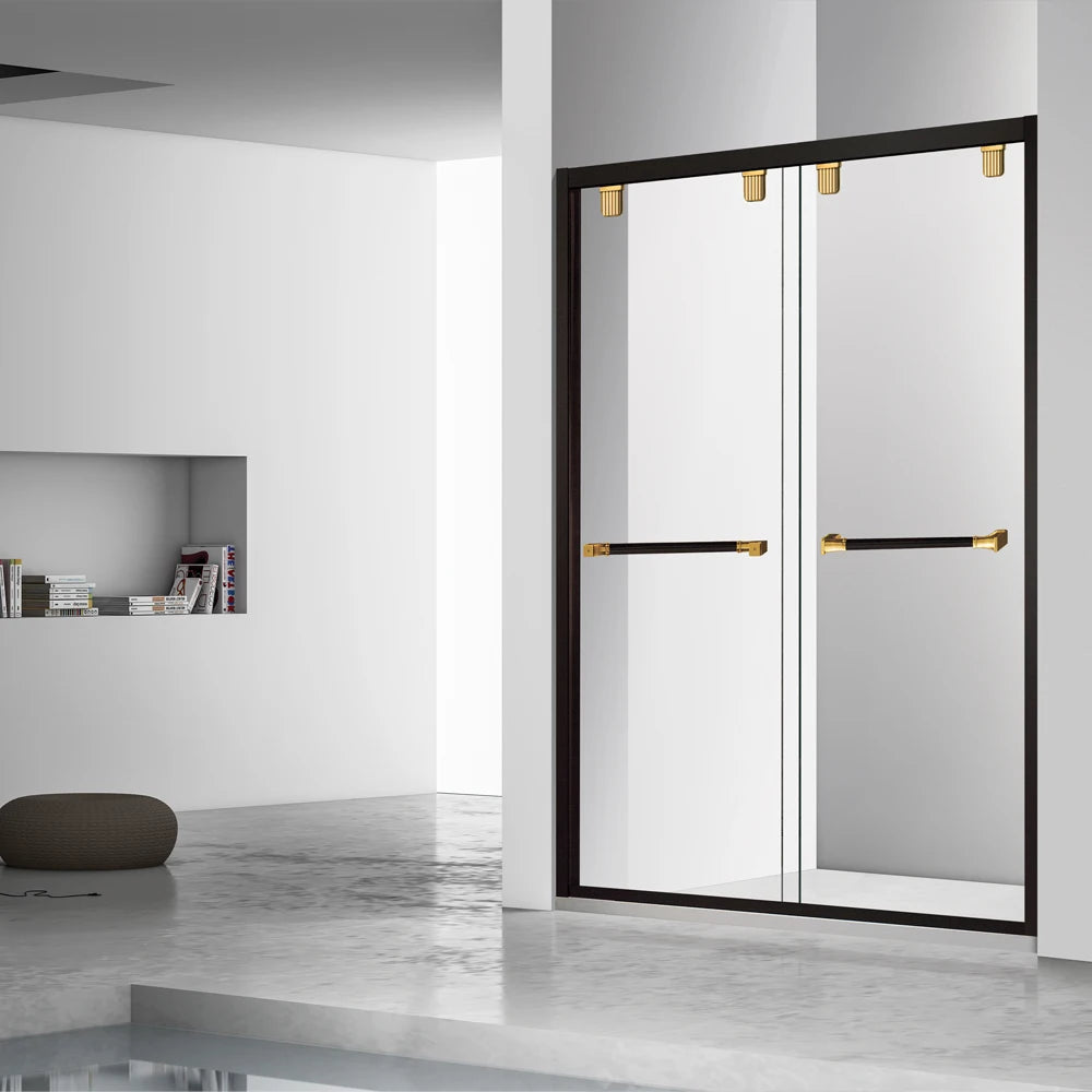 Modern Luxury Bathroom Shower Door Black Frame Tempered Glass Shower Partition Sliding Shower Door