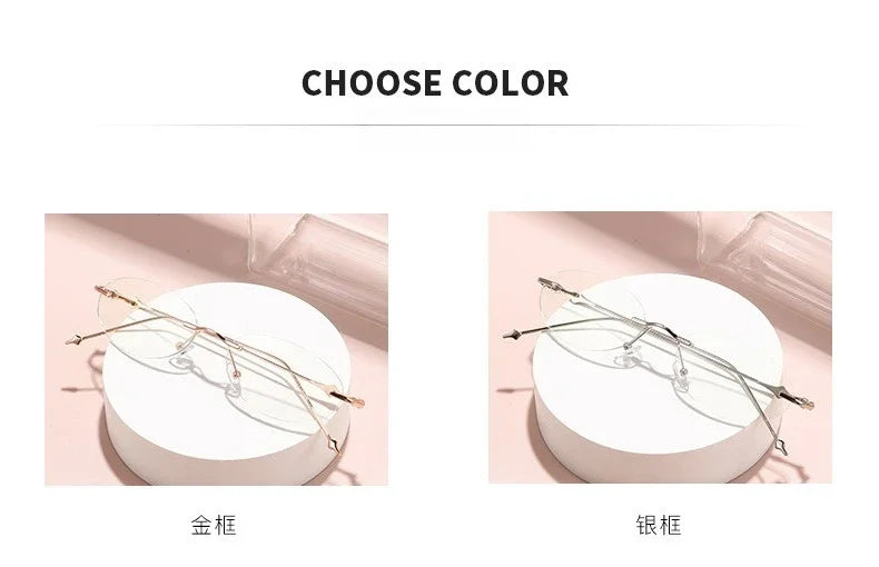 Small Oval Photochromic Myopia Glasses Women Men Fashionable Frameless Minus Diopter Glasses Trendy Outdoor Eyewear0-1.0-4.0