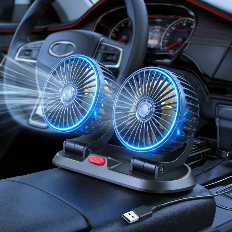 1/2/3 Head Car Fan Summer Air Cooler USB/12V/24V Adjustable 2 Speeds Silent Fan for Home Desk Office & Car