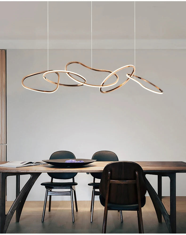 Postmodern Luxury led hanging lamp Minimalist art Personality Chandelier for Living Dining room Iron LED ring chandelier Light