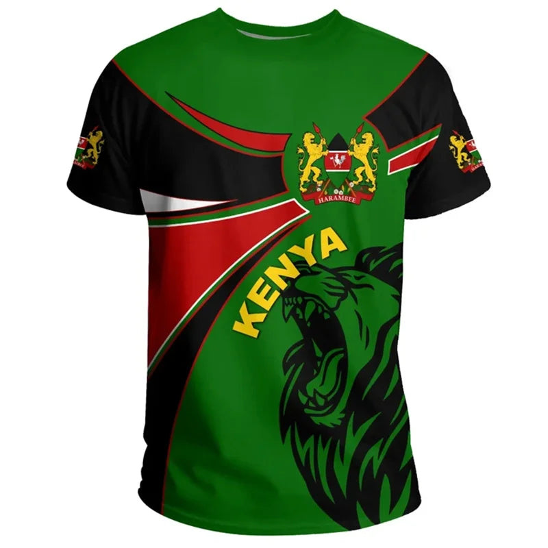 Kenya National IndependenceDay 3D Printed T Shirt The Republic-of Kenya Emblem Falg Graphic Short Sleeves Vintage Tee Shirts Top