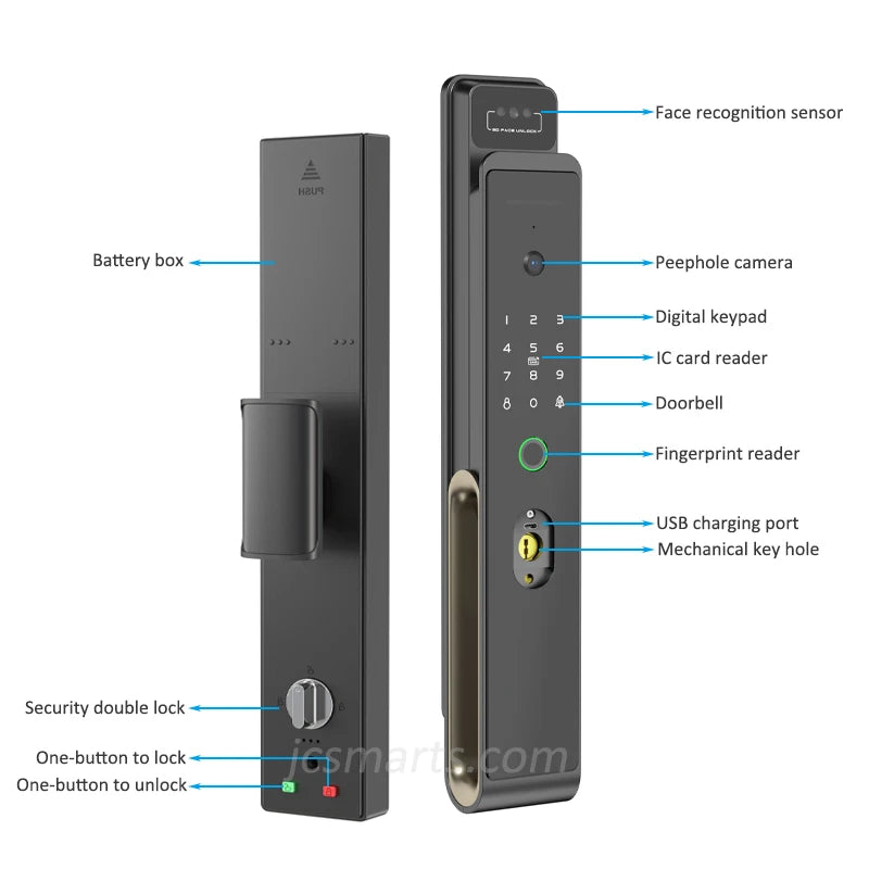 Full Automatic TTLOCK APP 3D Face Recognition Smart Door Lock Fingerprint Password  6068 Combination Digital Door locks
