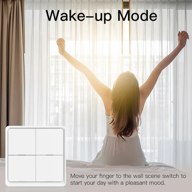 ZigBee Tuya Smart Wireless Button Switch 1/2/3/4 Gang Wiring Free Wireless Scene Switch Battery Powered Can Through Wall Control