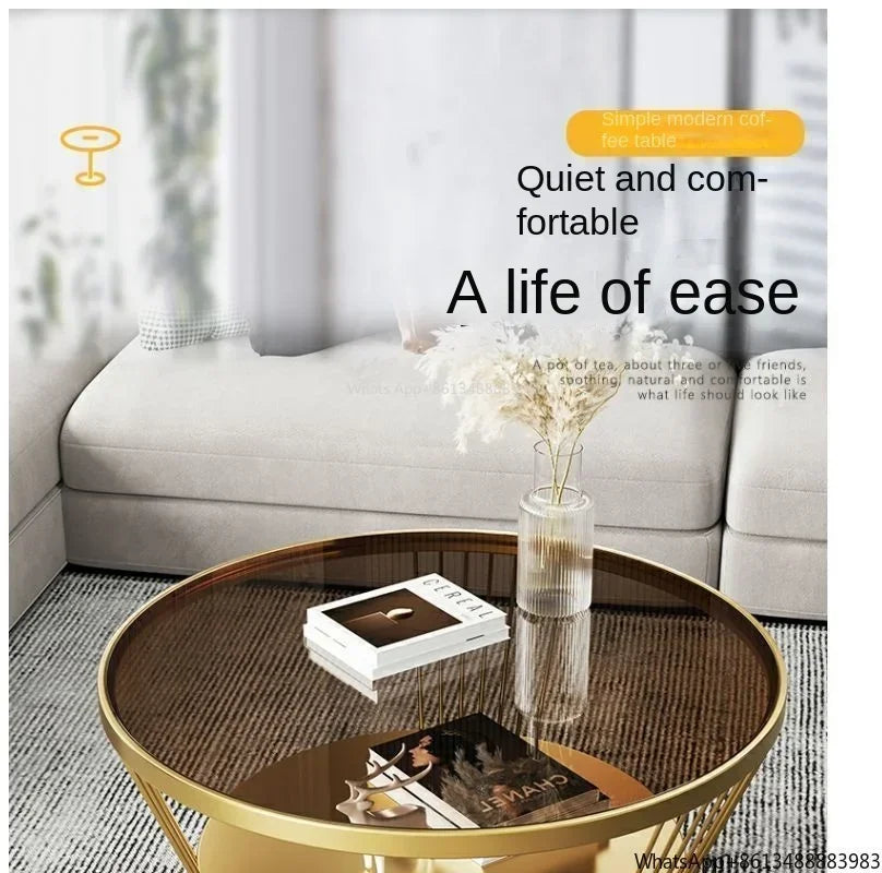 Small Apartment Living Room Round Household Minimalist Mini  Table Modern Light Luxury