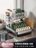 Kitchen Dish Draining Rack, Home Bowl and Plate Organizer, Countertop Storage Shelf, Multifunctional Dishware Organizer