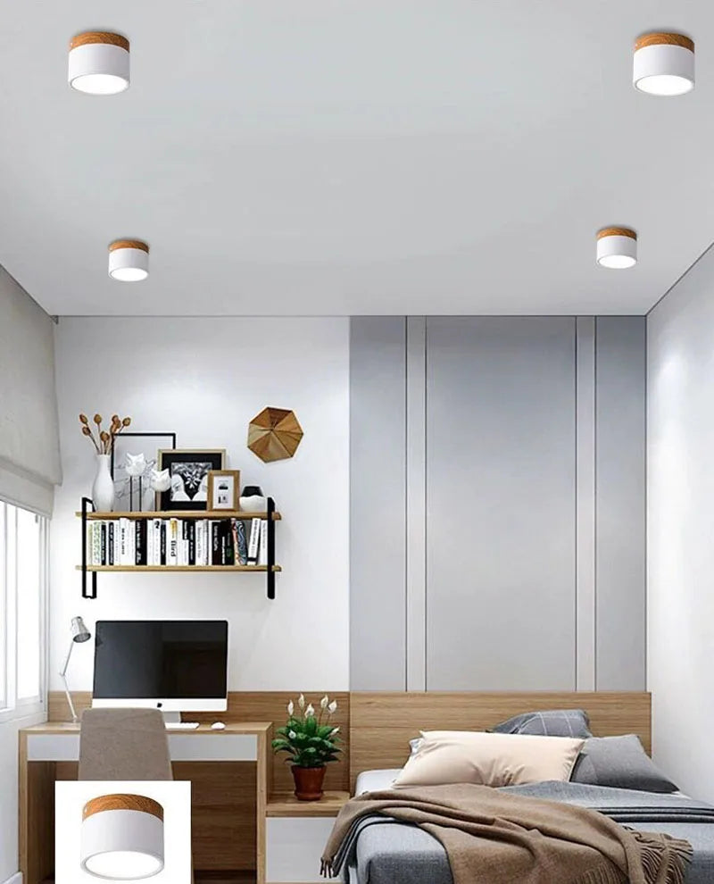 Led Ceiling Downlight Dimmable Surface Mounted Ceiling Lamp Wood Modern Light Spotlight Bedroom Living Room Homekit Bbulb AC220V
