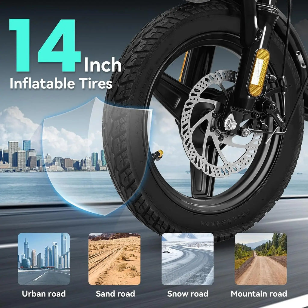 Electric Bike for Adults and Teens, 520W-1200W Motor, 20-28MPH, 32 Miles Range, 48V 10Ah Battery, 3-Level Pedal, Customized