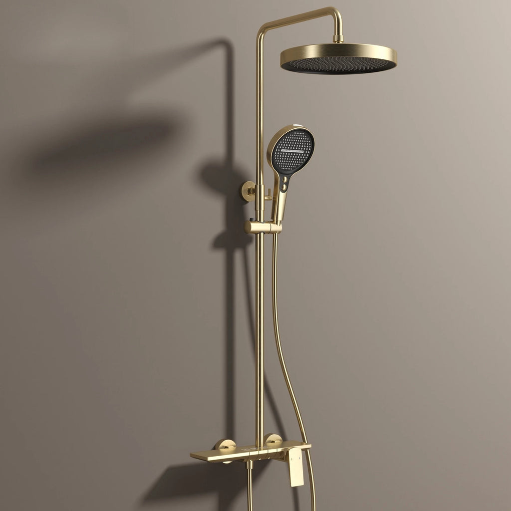 Rose Gold Piano Bathroom Shower System Solid Brass Bathroom Faucet Accessories Rain Shower Head Hot Cold Piano Shower Set