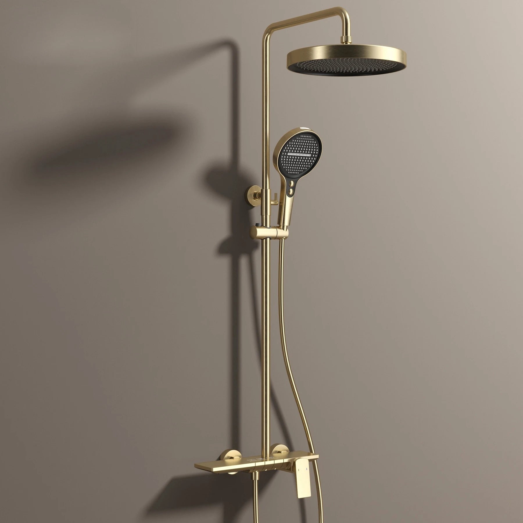 Rose Gold Piano Bathroom Shower System Solid Brass Bathroom Faucet Accessories Rain Shower Head Hot Cold Piano Shower Set