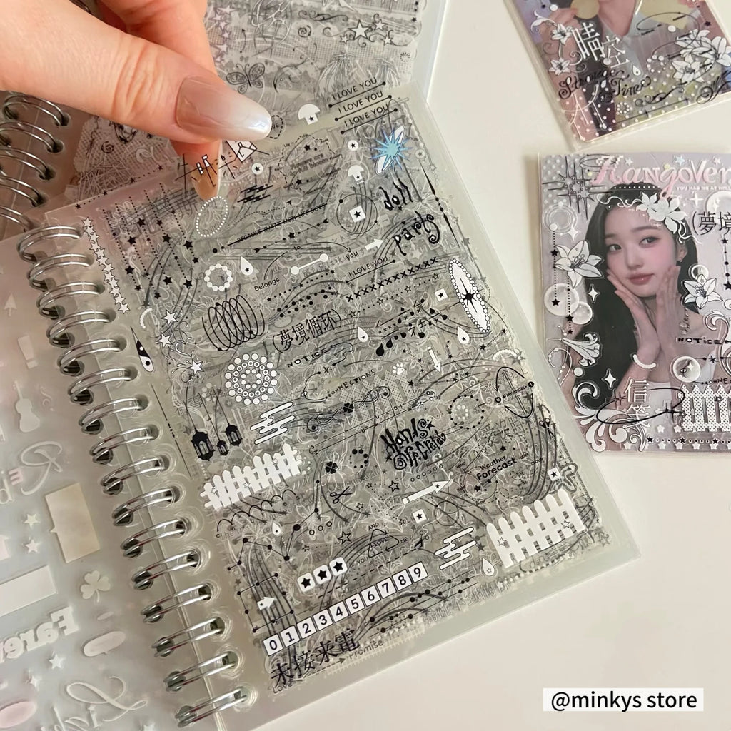 Original 32 Sheets PET Transparent Sticker Book Korean Scrapbooking Stickers For Journal Hand Book  Stationery